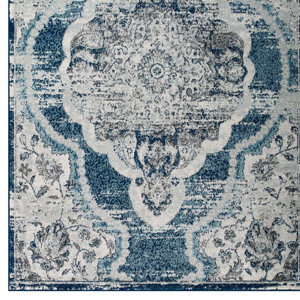 Entourage Malia Distressed Vintage Floral Persian Medallion 5x8 Area Rug - No Shipping Charges MDY-R-1175B-58