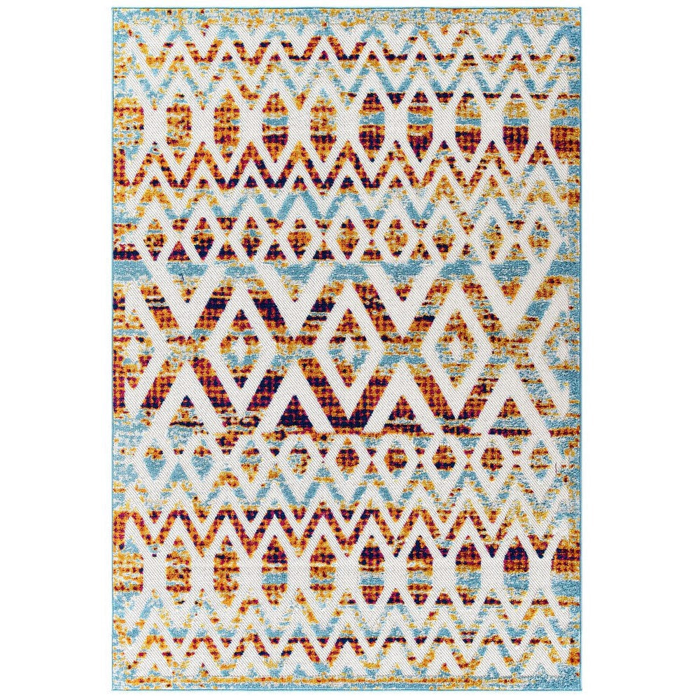 Reflect Tamako Diamond and Chevron Moroccan Trellis 5x8 Indoor / Outdoor Area Rug - No Shipping Charges