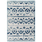 Modway Reflect Distressed Contemporary Abstract Diamond Moroccan Trellis 5x8 Indoor and Outdoor Area Rug, 5 ft x 8 ft, Takara/Ivory and Blue