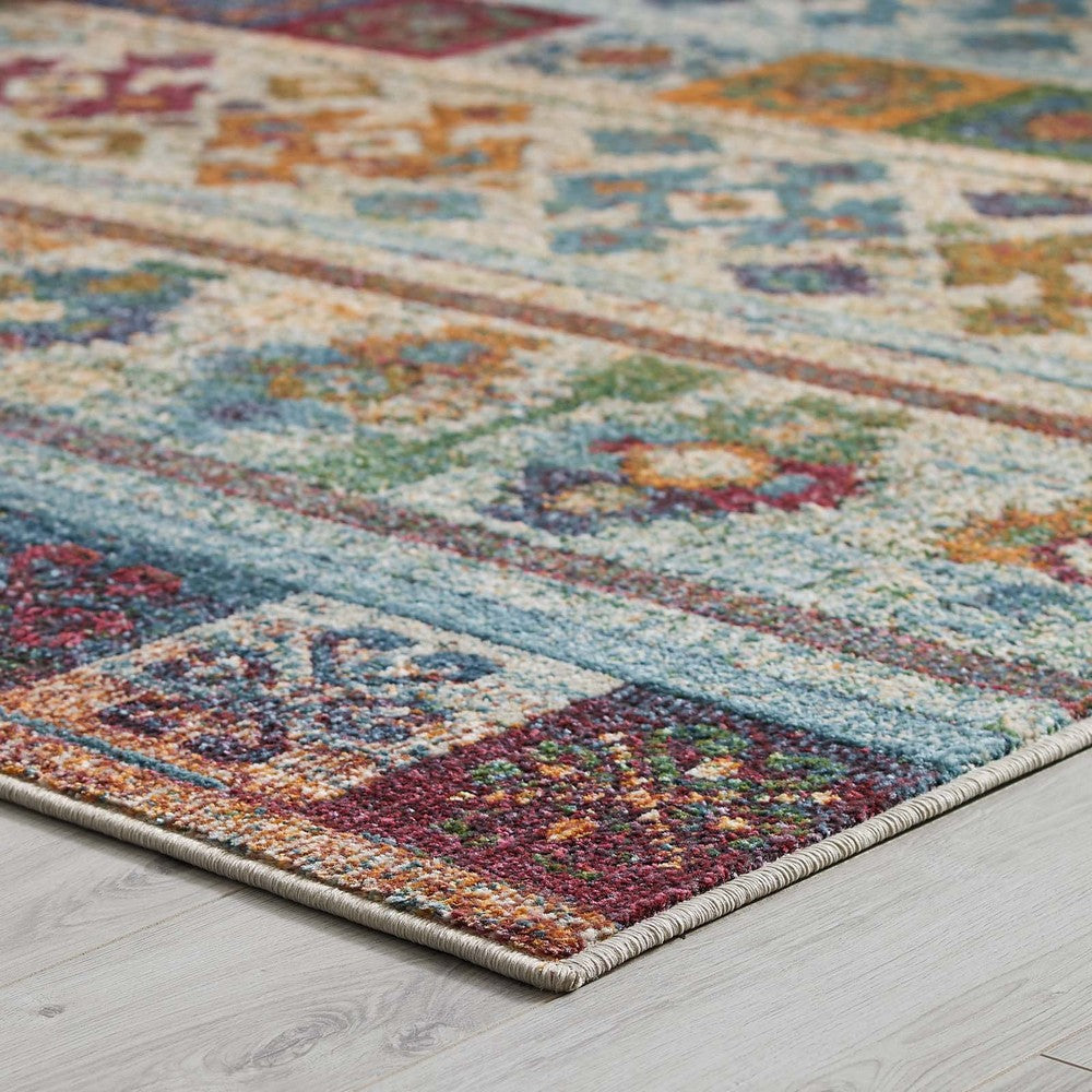 Tribute Nala Distressed Vintage Floral Lattice 5x8 Area Rug - No Shipping Charges MDY-R-1187A-58