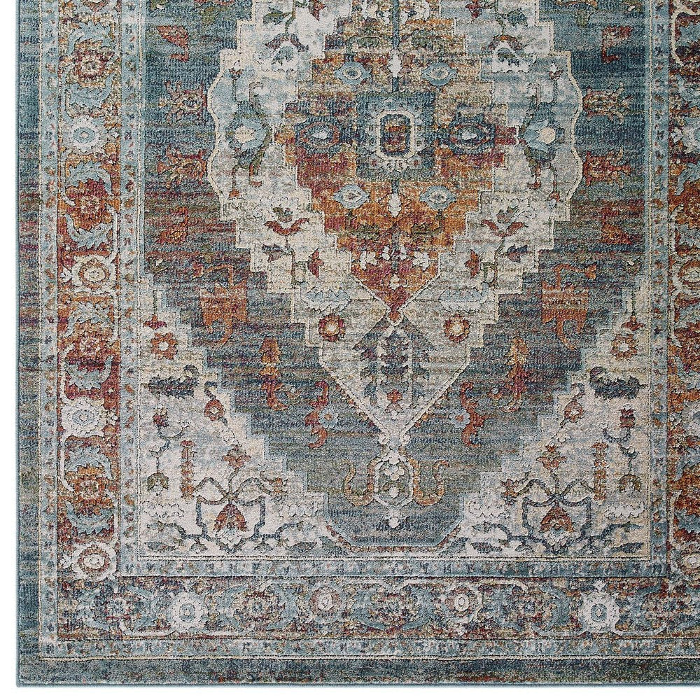 Tribute Camellia Distressed Vintage Floral Persian Medallion 5x8 Area Rug - No Shipping Charges MDY-R-1189A-58