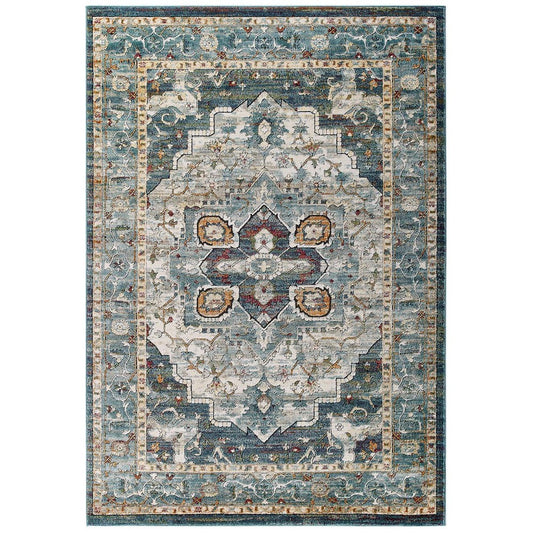 Tribute Diantha Distressed Vintage Floral Persian Medallion 5x8 Area Rug