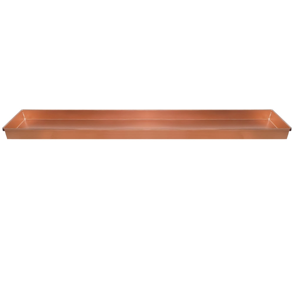 29 Inch Rectangular Metal Windowsill Planter Tray Trim Edges Large Copper - BM195220 BM195220