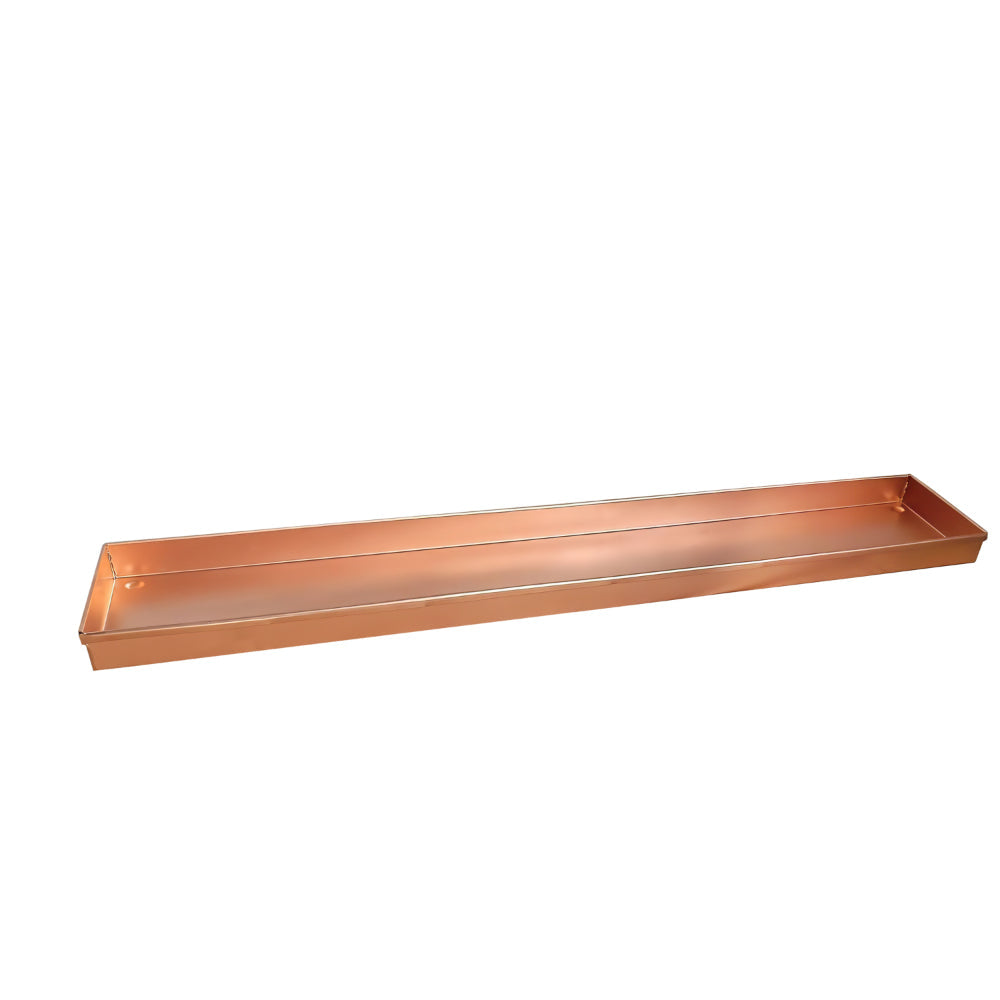 29 Inch Rectangular Metal Windowsill Planter Tray, Trim Edges, Large, Copper - BM195220