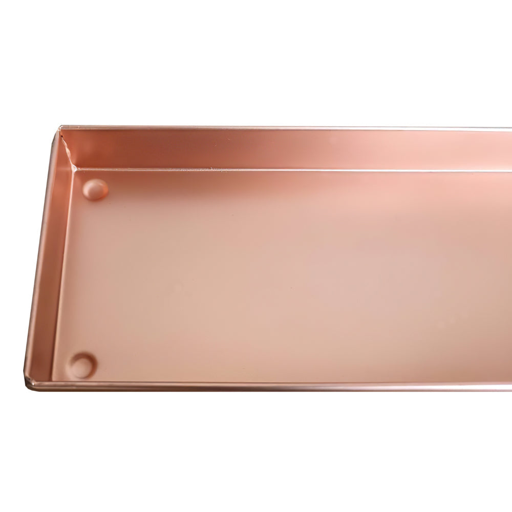 29 Inch Rectangular Metal Windowsill Planter Tray Trim Edges Large Copper - BM195220 BM195220