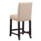 Fabric Upholstered Wooden Counter Height Stool with Nail head Trim Set of 2 Brown - 7YC970F MSF-7YC970F