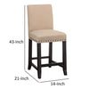 Fabric Upholstered Wooden Counter Height Stool with Nail head Trim Set of 2 Brown - 7YC970F MSF-7YC970F