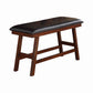 Rubber Wood Bench With Faux Leather Upholstery Small Brown PDX-F1334