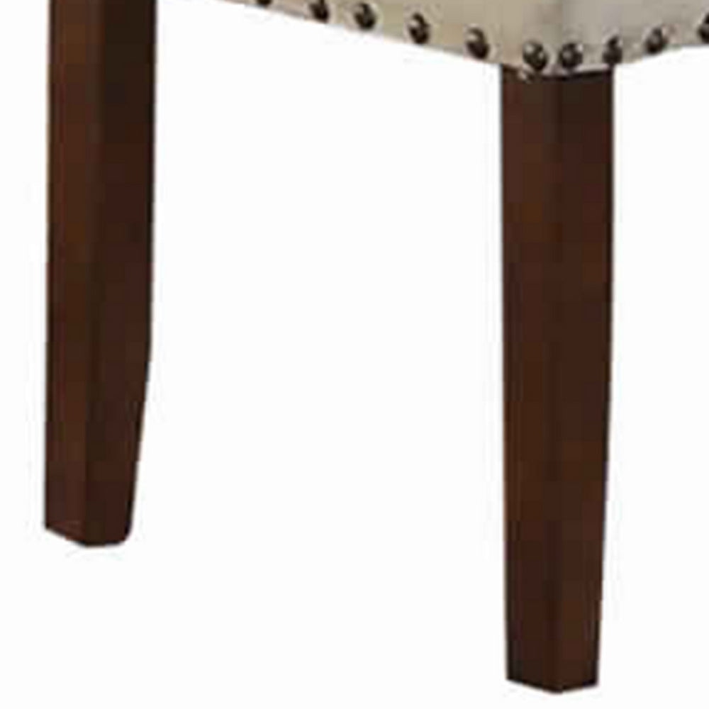 Rubber Wood Bench With Nail trim head design Brown and Cream PDX-F1548