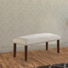 Rubber Wood Bench With Nail trim head design Brown and Cream