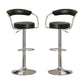 Round Seat Bar Stool With Gas Lift Black and Silver Set of 2