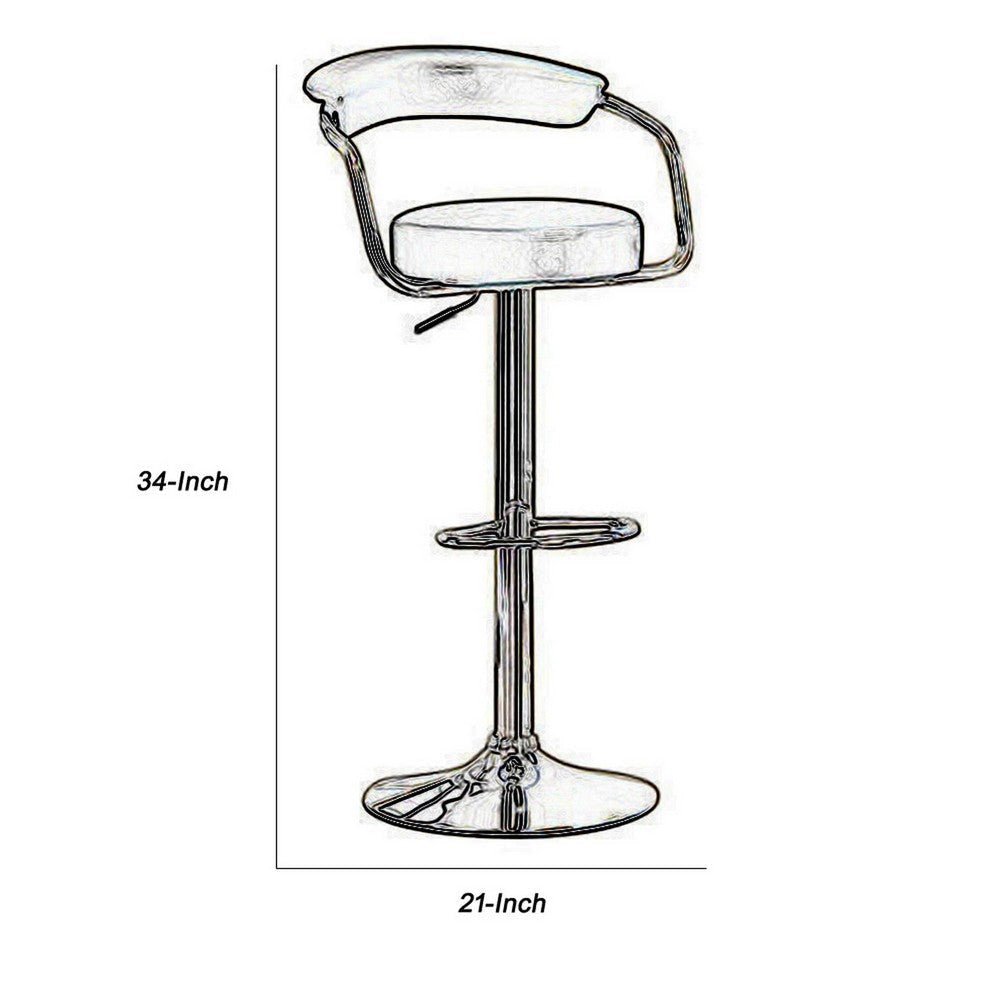 Round Seat Bar Stool With Gas Lift Black and Silver Set of 2 PDX-F1559