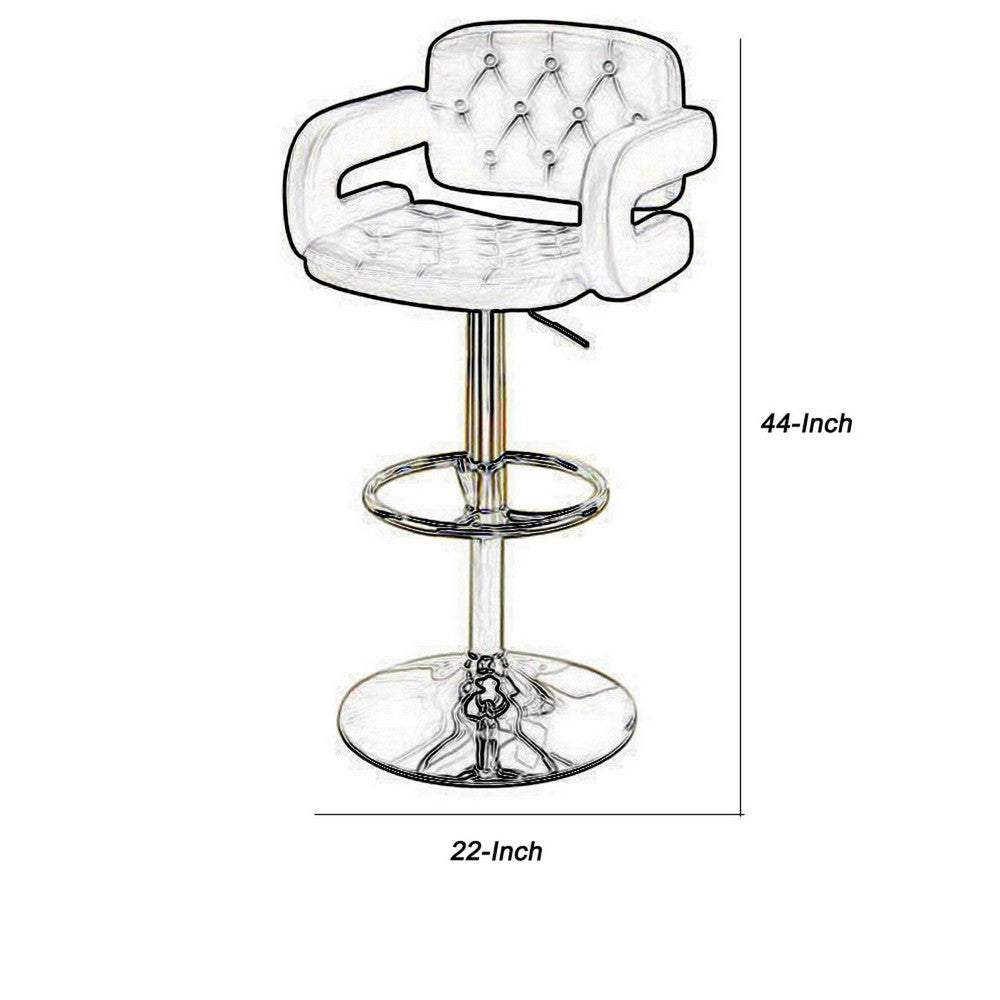 Chair Style Barstool With Tufted Seat And Back Black And Silver PDX-F1561