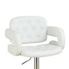 Chair Style Barstool With Tufted Seat And Back White And Silver PDX-F1562