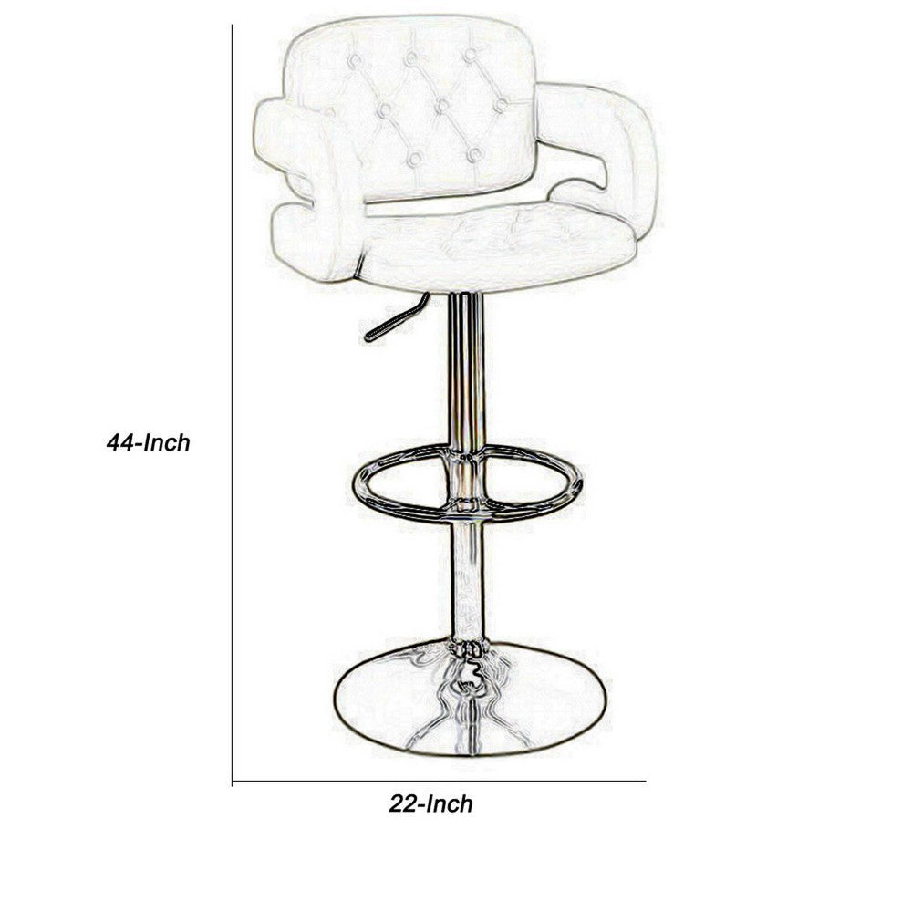 Chair Style Barstool With Tufted Seat And Back White And Silver PDX-F1562