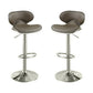 Modish Bar Stool With Gas Lift Espresso Brown And Silver Set of 2