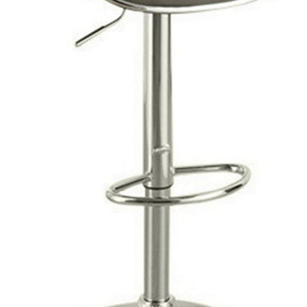 Modish Bar Stool With Gas Lift Espresso Brown And Silver Set of 2 PDX-F1563