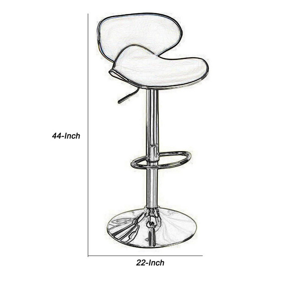 Modish Bar Stool With Gas Lift Espresso Brown And Silver Set of 2 PDX-F1563