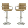 Arm Chair Style Bar Stool With Gas Lift Brown And Silver Set of 2 By Poundex