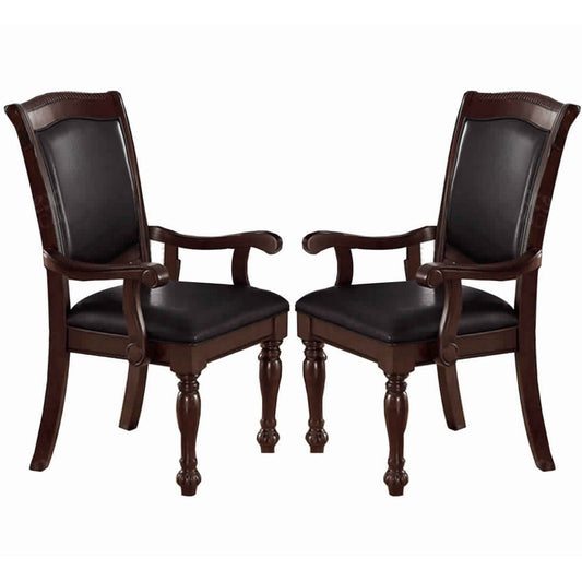 Old Style Rubber Wood Arm Chair Set Of 2 Brown By Casagear Home PDX-F1730