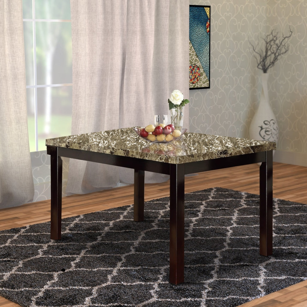 Slick Finish Faux Marble & Pine Wood Dining Table, Brown By Casagear Home