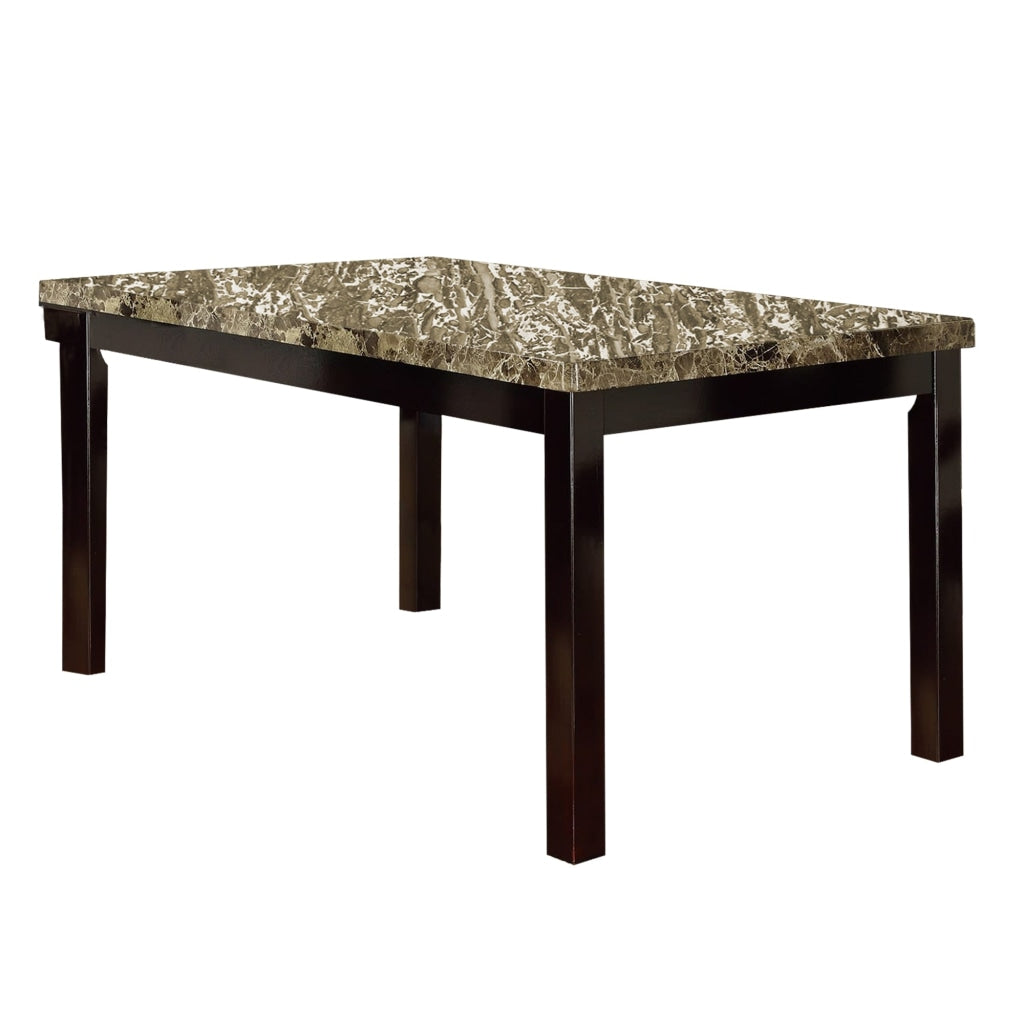 Slick Finish Faux Marble & Pine Wood Dining Table Brown By Casagear Home PDX-F2093