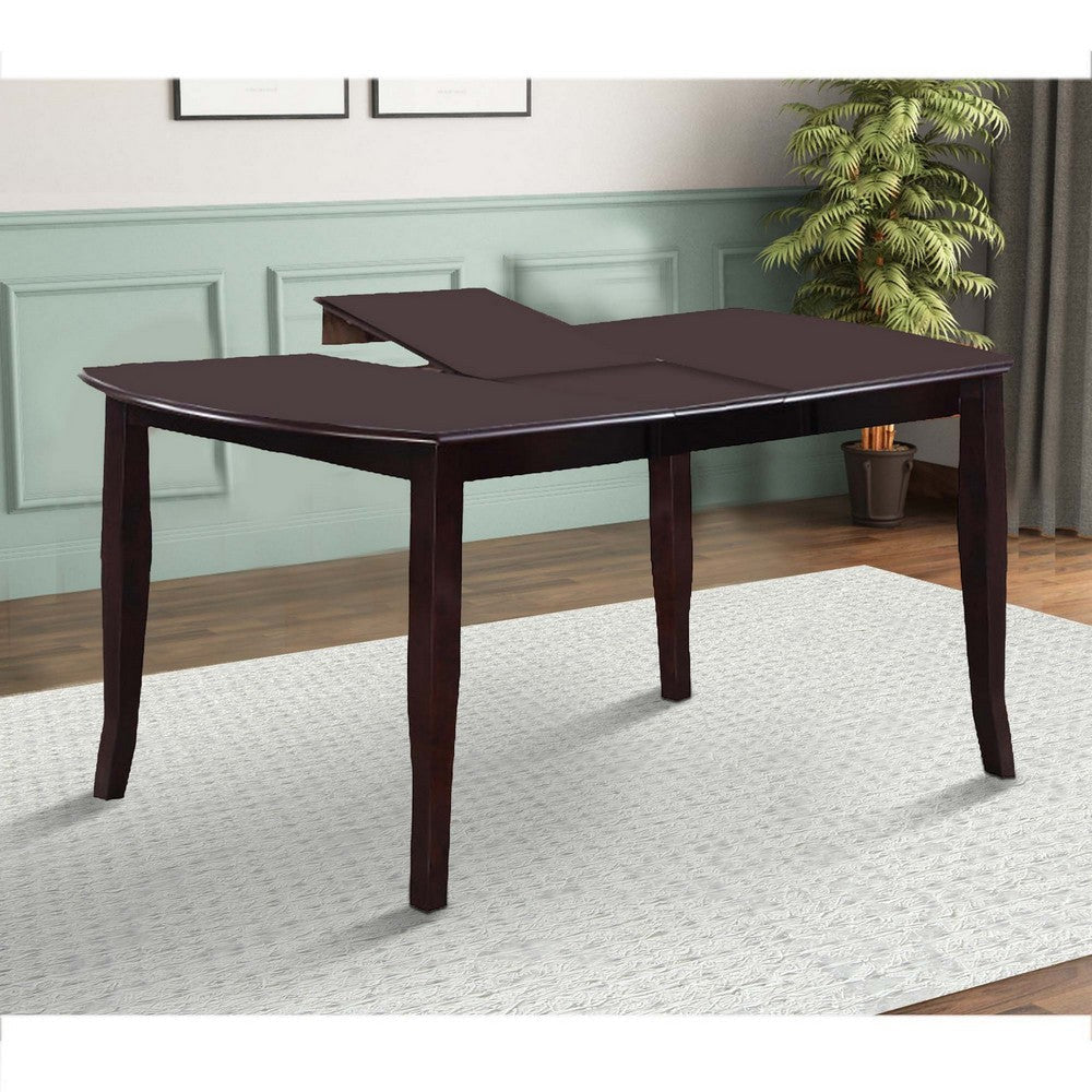 Rectangular Wooden Dining Table with Butterfly Leaf and Tapered Legs Brown PDX-F2237