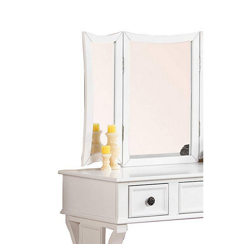 Modish Vanity Set Featuring Stool And Mirror White By Casagear Home PDX-F4119