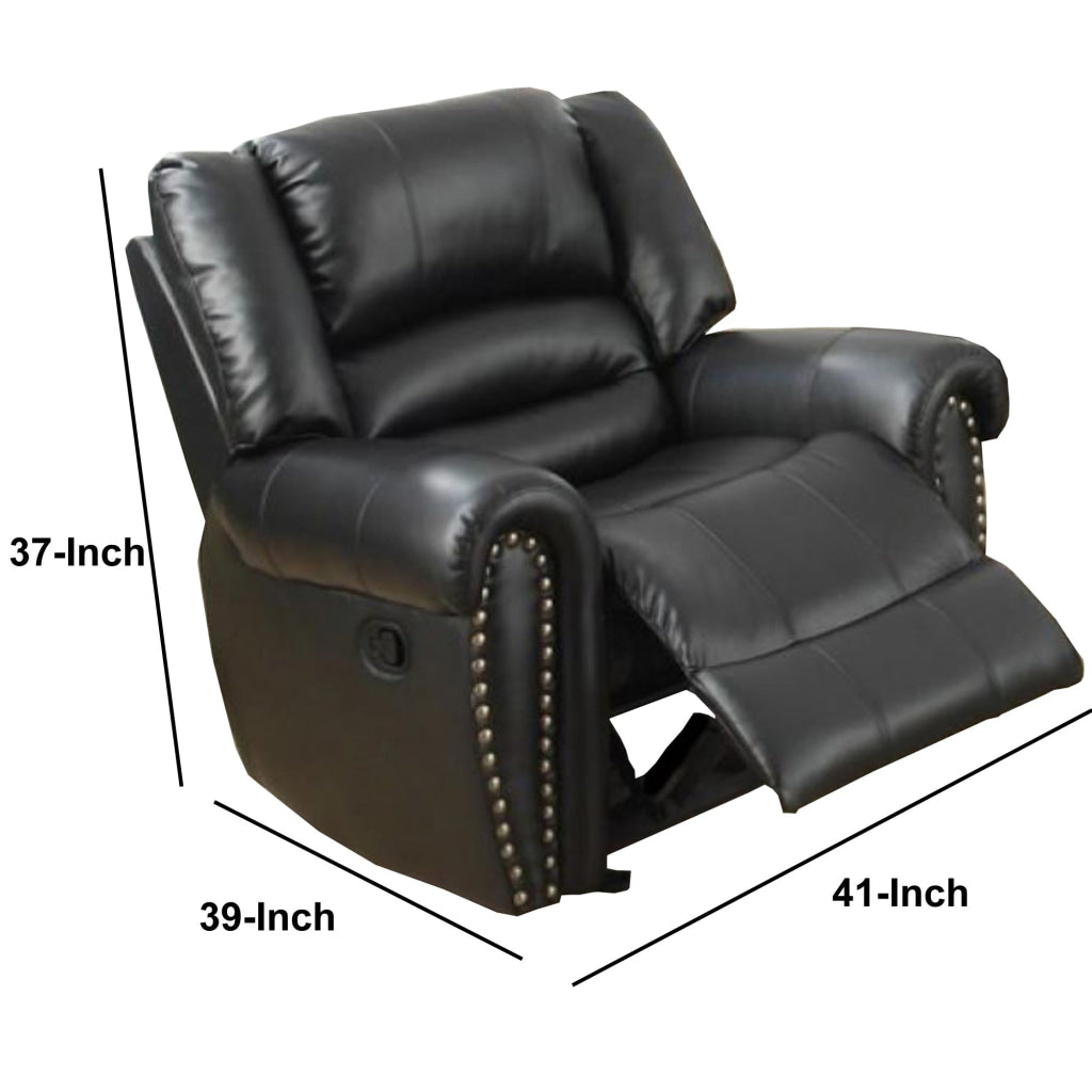 Immense Relief Bonded Leather & Plywood Recliner/Glider Black PDX-F6751