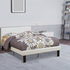 Serene Slated Wooden Full Bed In Faux Leather-12 Slats, White