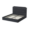 Mesmerizing Wooden C.King Bed With Tufted PU Head Board, Black By Casagear Home