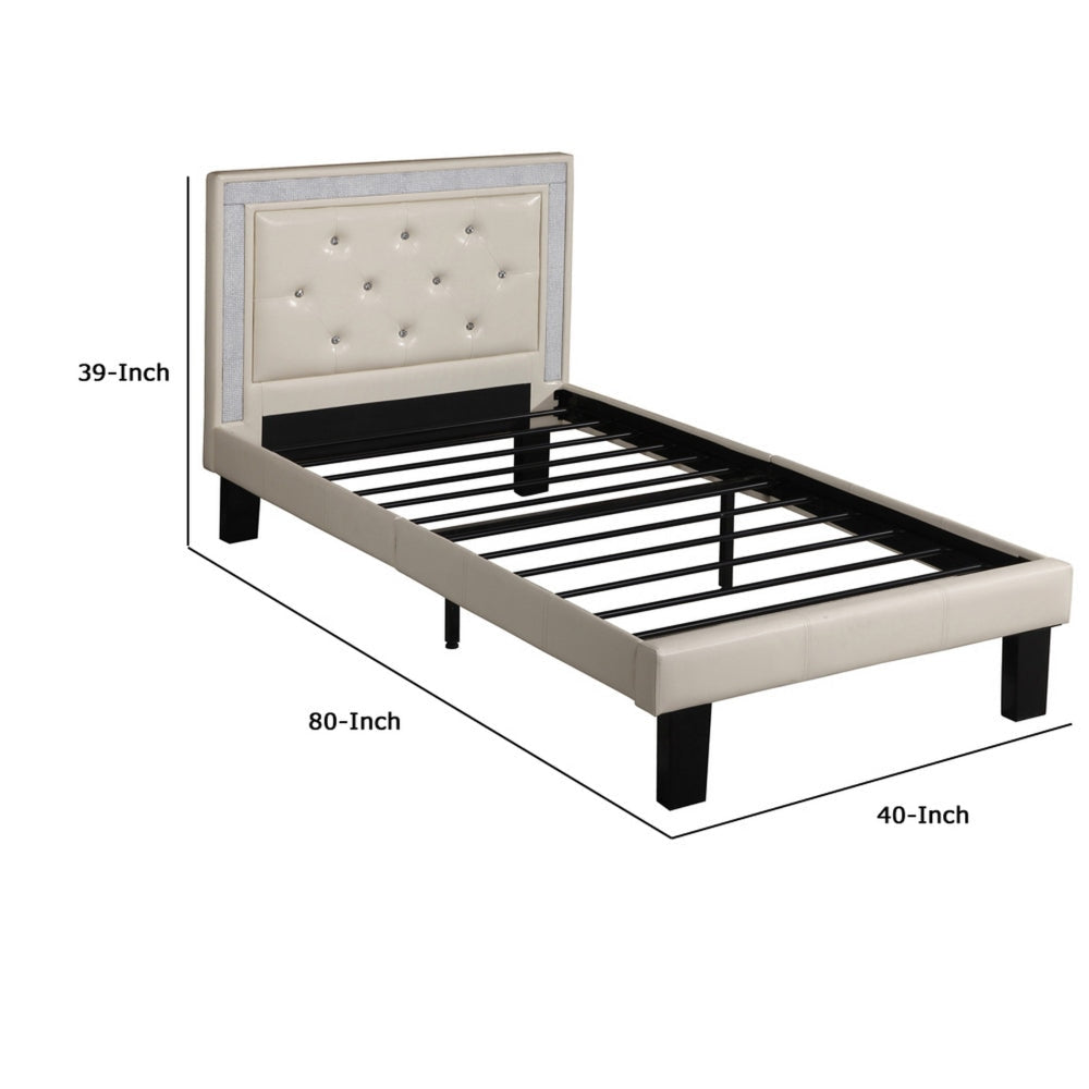 Polyurethane Twin Size Bed In High Headboard In White By Casagear Home PDX-F9374T