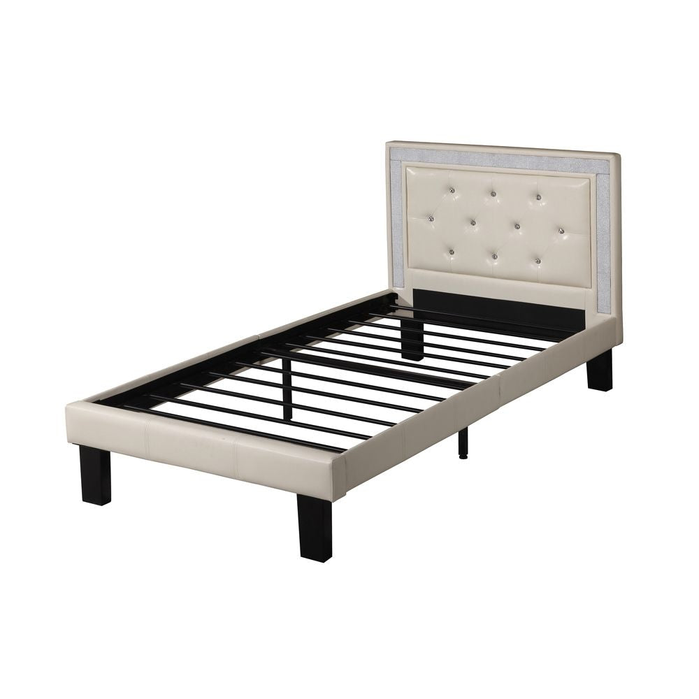 Polyurethane Twin Size Bed In High Headboard In White By Casagear Home PDX-F9374T