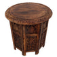 18 Inch Mango Wood Folding Accent Table Handcarved Walnut Brown By The Urban Port UPT-148946