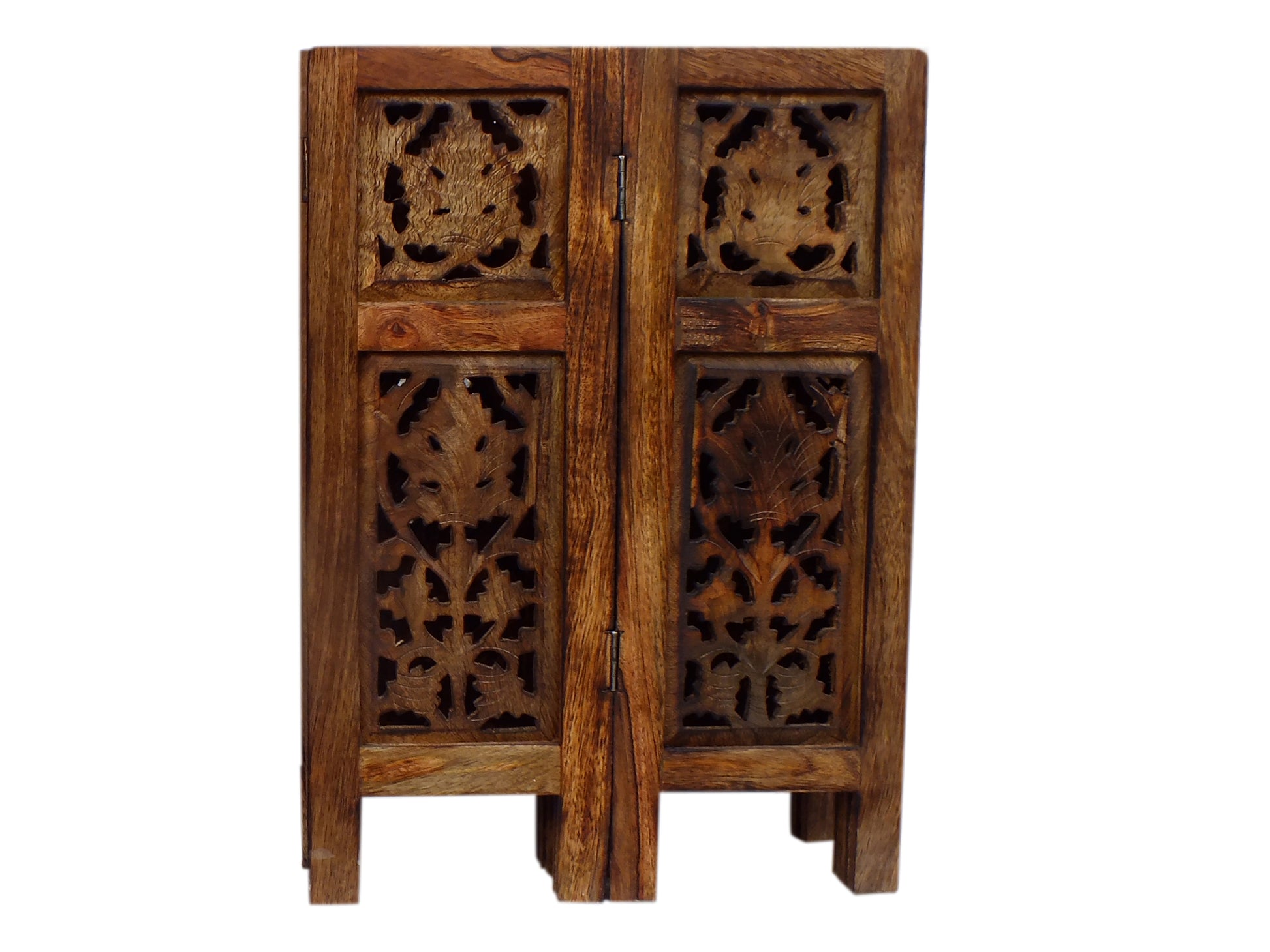 18 Inch Mango Wood Folding Accent Table Handcarved Walnut Brown By The Urban Port UPT-148946