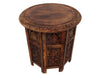 18 Inch Mango Wood Folding Accent Table Handcarved Walnut Brown By The Urban Port UPT-148946