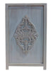 Three Panel Wooden Room Divider with Traditional Carvings and Cutouts Blue By The Urban Port UPT-164564