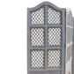 Three Panel Wooden Room Divider with Traditional Carvings and Cutouts Blue By The Urban Port UPT-164564