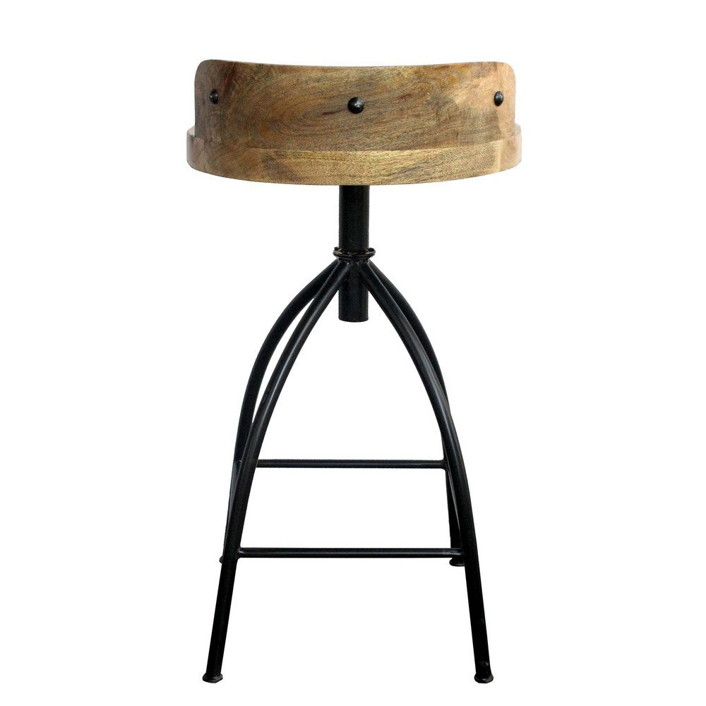 Pia 25-31 Inch Industrial Style Counter Height Stool with Adjustable Swivel Seat Brown Black By The Urban Port UPT-165867