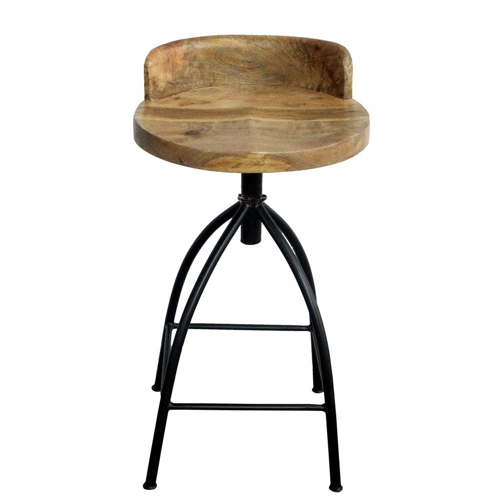 Pia 25-31 Inch Industrial Style Counter Height Stool with Adjustable Swivel Seat Brown Black By The Urban Port UPT-165867