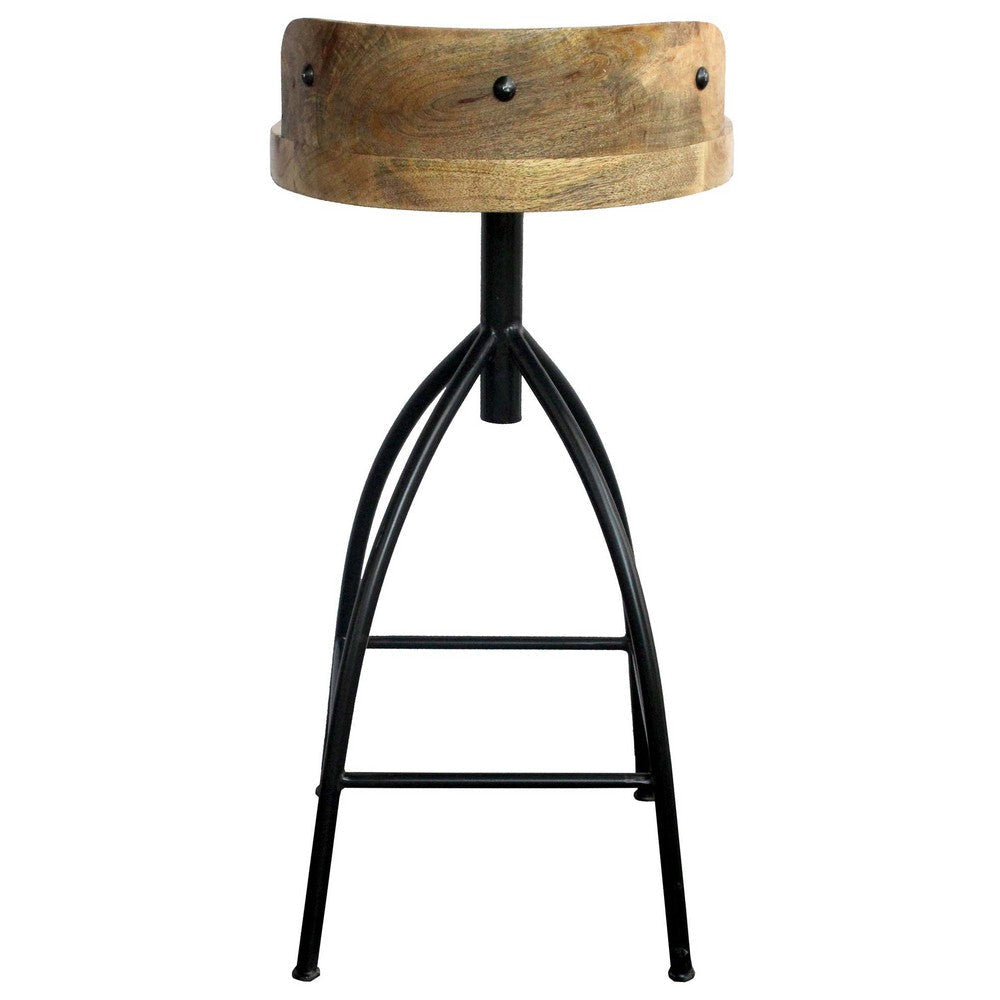 Pia 30-35 Inch Industrial Style Adjustable Swivel Bar Stool With Backrest By The Urban Port UPT-165868