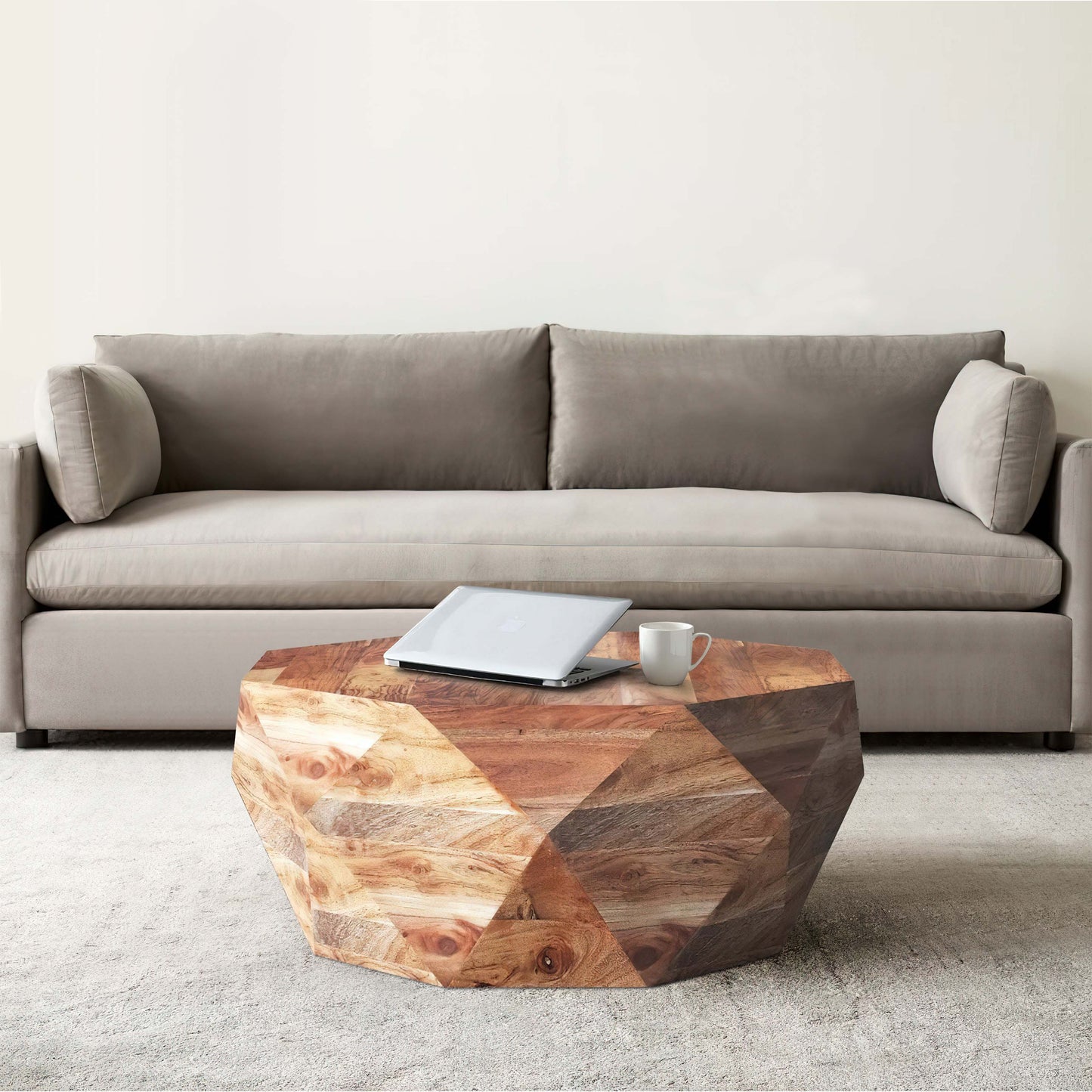 Bon 33 Inch Diamond Shape Acacia Wood Coffee Table With Smooth Top Natural Brown By The Urban Port UPT-183796