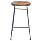 Jael 28 Inch Bar Stool with Mango Wood Saddle Seat Iron Rod Legs Brown and Black The Urban Port UPT-183797