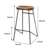 Jael 28 Inch Bar Stool with Mango Wood Saddle Seat Iron Rod Legs Brown and Black The Urban Port UPT-183797