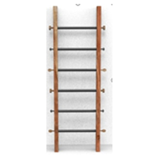 Wood and Metal Live Edge Ladder Shelf with Finial Joints, Brown and Black By Casagear Home