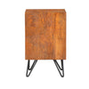 22 Inch Textured Cube Shape Wooden Nightstand with Angular Legs Brown and Black By The Urban Port UPT-204787