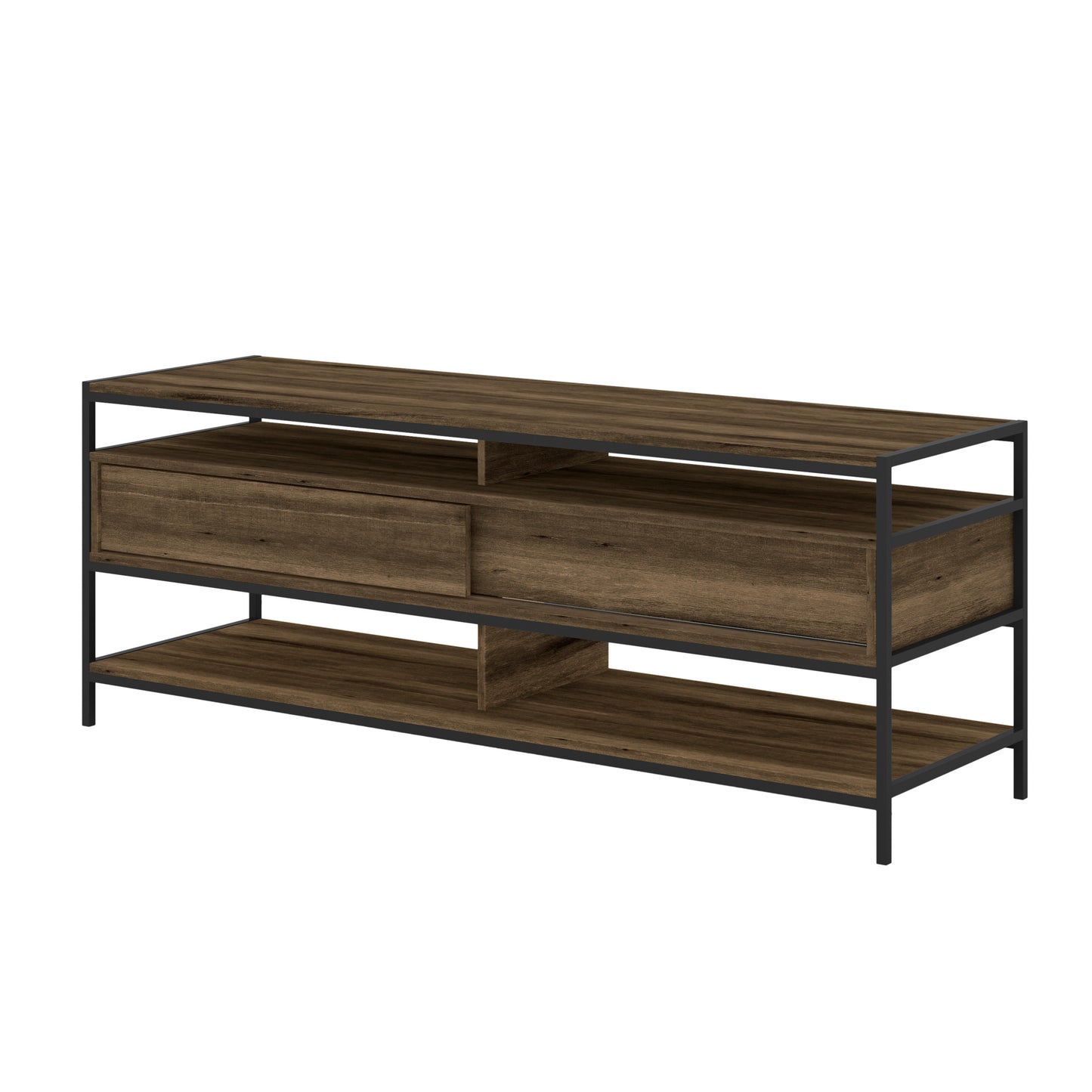 58’’ Wooden TV Stand with 2 Drawers Brown and Black By The Urban Port UPT-225269