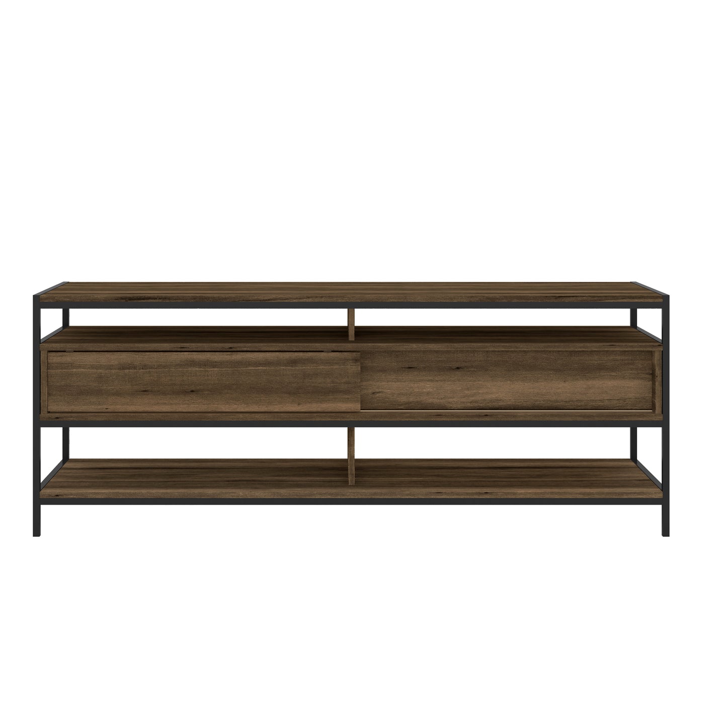 58’’ Wooden TV Stand with 2 Drawers Brown and Black By The Urban Port UPT-225269