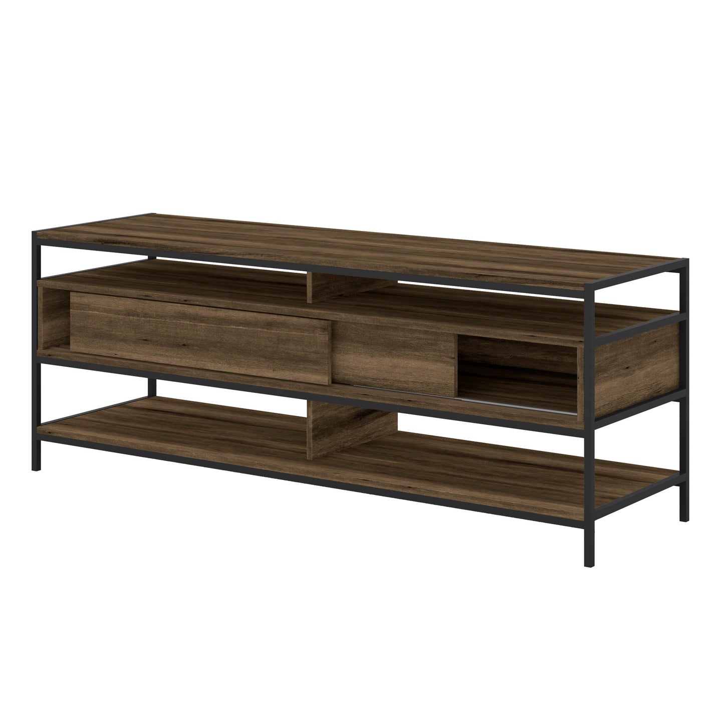 58’’ Wooden TV Stand with 2 Drawers Brown and Black By The Urban Port UPT-225269