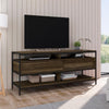 58" Wooden TV Stand with 2 Drawers, Brown and Black By The Urban Port